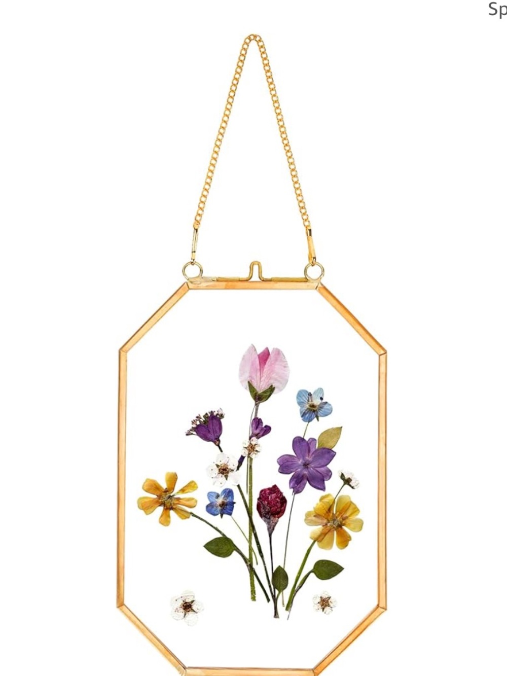 Hanging Brass/Glass Photo Frame with Chain